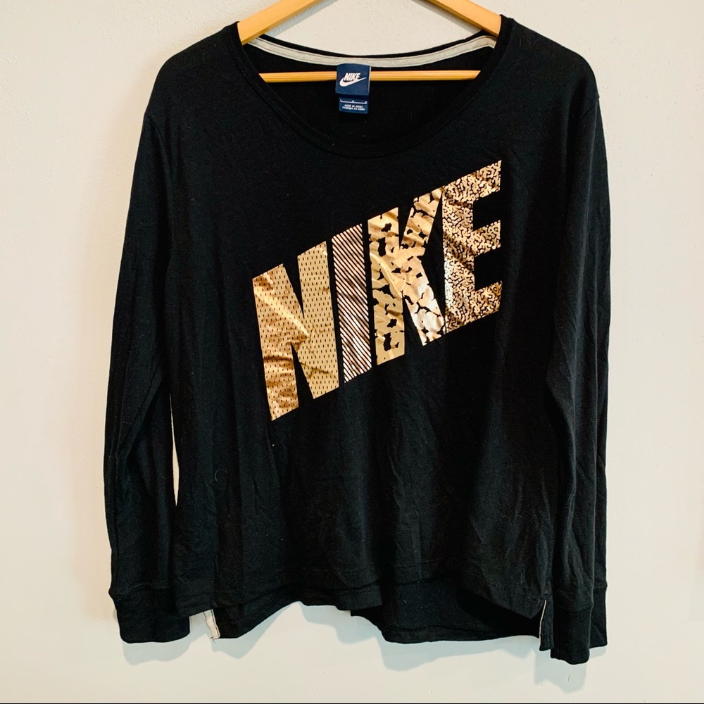 Black and Metallic Nike Top size Large